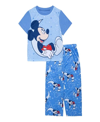 Mickey Mouse Toddler Boy Short Sleeve Tee and Open Leg Pant, 2-Piece Pajama Set