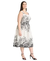 Maggy London Plus Printed Fit & Flare Midi Dress