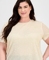 Anne Klein Plus Sequin Mesh Banded Blouse
