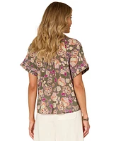 Democracy Petite Printed Pleated Blouse