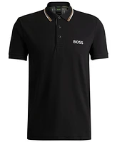 Boss by Hugo Men's Contrast Logo Cotton-Blend Polo Shirt
