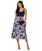 Adrianna Papell Women's Mixed-Media Sleeveless Midi Dress