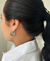 Adornia Silver Domed Hoop Earrings