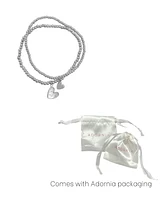 Adornia Tarnish Resistant Silver Set of Heart Ball Bracelets