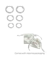 Adornia Silver 3-Huggie Hoop Earrings Set
