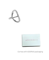 Adornia Silver Open Hammered Oval Ring