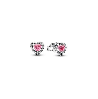 Pandora Sterling Silver Pink Heart Stud Earrings