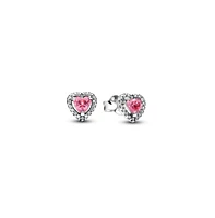 Pandora Sterling Silver Pink Heart Stud Earrings