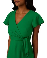 Adrianna Papell Women's Surplice-Neck Flutter-Sleeve Dress