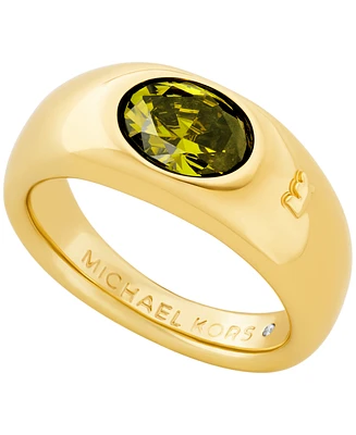 Michael Kors 14K Gold-Plated Brass Oval Stone Ring
