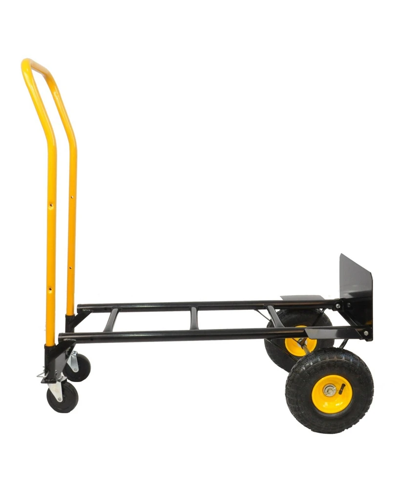 HT1006BK-yl Hand Truck Dual Purpose 2 Wheel Dolly Cart and 4 Wheel Push Cart with Swivel Wheels 330 Lbs Capacity Heavy Duty Platform Cart for Moving/W