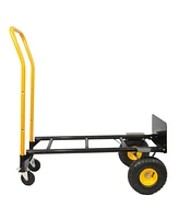 HT1006BK-yl Hand Truck Dual Purpose 2 Wheel Dolly Cart and 4 Wheel Push Cart with Swivel Wheels 330 Lbs Capacity Heavy Duty Platform Cart for Moving/W
