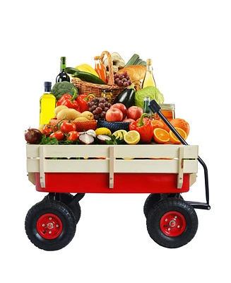 All Terrain Air Tires Outdoor Steel Garden Cart for Haulling Tools or Supplies in Your Backyard
