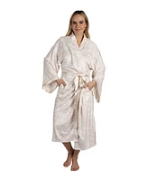 Tahari Women's Velour Kimono Robe with Flowy Bell Sleeves Satin Trim and Tie Front