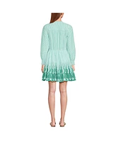 Lands' End Women's Long Sleeve Eyelet Mini Popover Dress