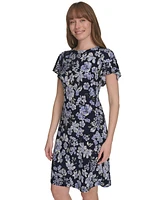 Tommy Hilfiger Women's Floral-Print Flutter-Sleeve Dress