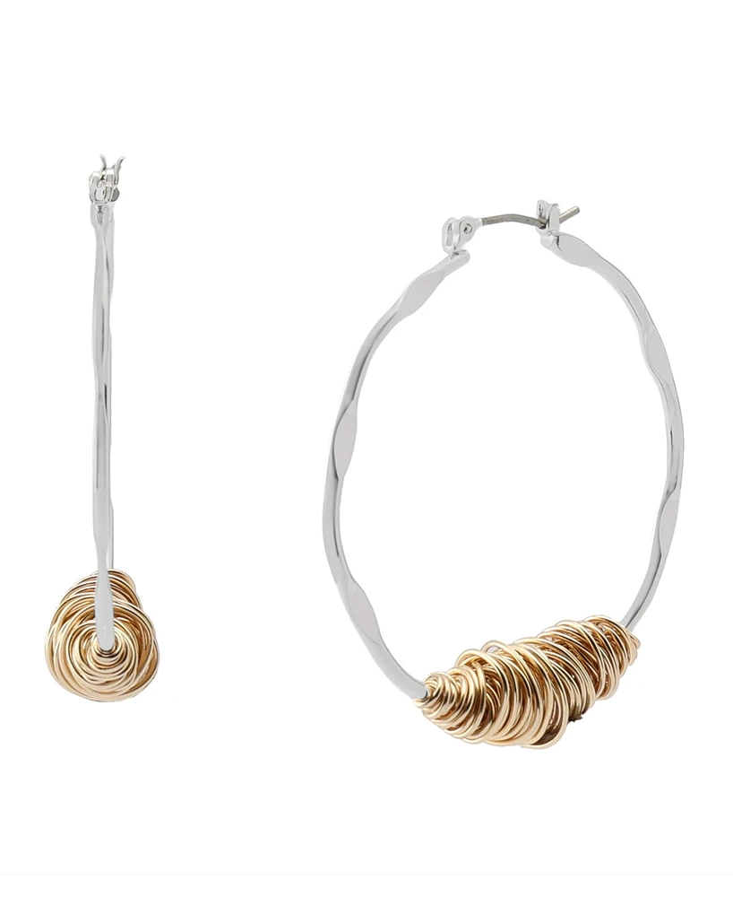 Robert Lee Morris Soho Two Tone Wire Wrapped Sculpted Hoop Earrings