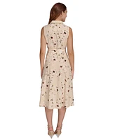 Tommy Hilfiger Women's Floral-Print Button-Down Tie-Front Cotton Shirtdress