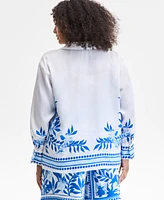I.n.c. International Concepts Plus Floral-Print Blouse, Exclusively at Macy's