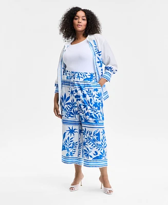 I.n.c. International Concepts Plus Drawstring Wide-Leg Pants, Exclusively at Macy's