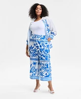I.n.c. International Concepts Plus Drawstring Wide-Leg Pants, Exclusively at Macy's