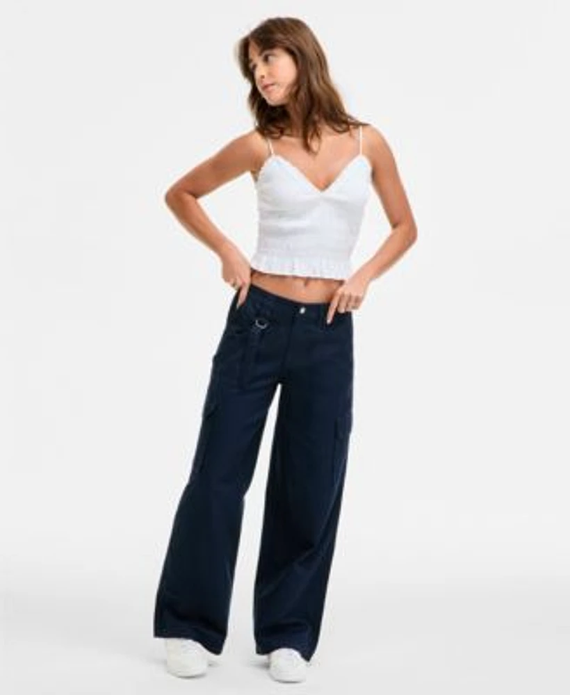 Self Esteem Juniors Smocked Tank Top Celebrity Pink Cargo Pants