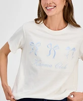 Grayson Threads, The Label Juniors' Karma Club Bow Graphic T-Shirt