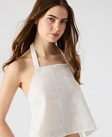Steve Madden Women's Crissy Eyelet Patchwork Halter Top