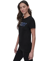Dkny Sport Women's Ombre Outline-Logo Crewneck T-Shirt