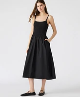 Steve Madden Women's Codie Cotton Smocked Midi Dress
