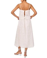 1.State Womens Embroidered Square Neck Sleeveless Blouse Embroidered Midi Skirt