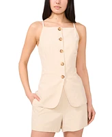 1.state Women's Square-Neck Button-Front Long Vest