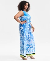 I.n.c. International Concepts Plus Printed Tie-Waist Jumpsuit, Exclusively at Macy's