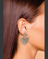 Laundry by Shelli Segal Gold Tone and Pave Crystal Stone Heart Earrings