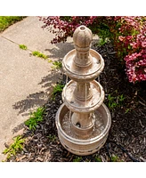 Cyprus 39" H 3-Tier Outdoor Water Fountain - Polyresin Feature for the Patio, Garden, or Yard Gray