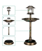 Outdoor Garden Birdbath with Solar Light for Illuminated Decor