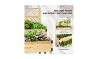 Rustic Wooden Flower Shelf with Planter Box for Outdoor Use