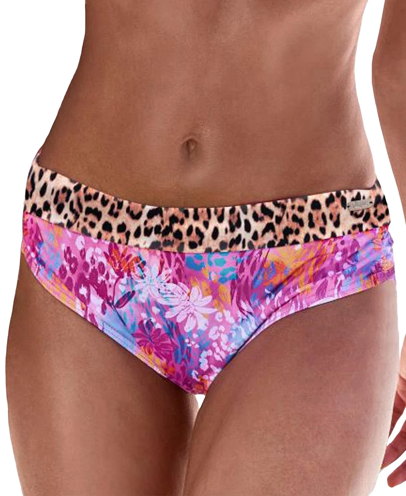 Lascana Women's Leopard Cheetah Fold Over Bikini Swimsuit Bottom
