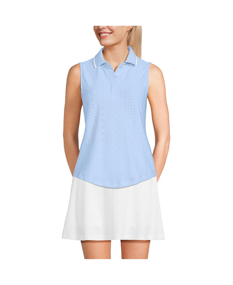 Lands' End Women's Sleeveless Eyelet Active Polo Top
