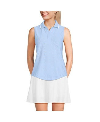 Lands' End Women's Sleeveless Eyelet Active Polo Top