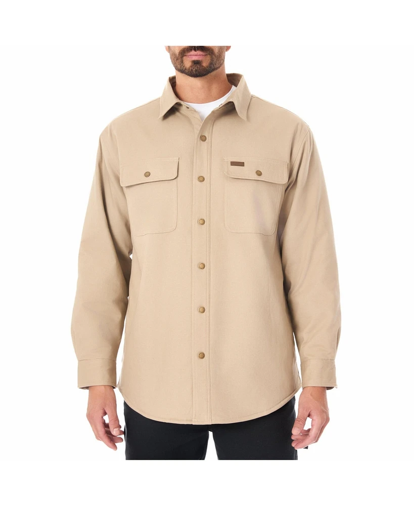 Smith's Workwear Men's Sherpa-Lined Stretch-Canvas Snap Shirt-Jacket
