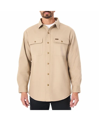 Smith's Workwear Men's Sherpa-Lined Stretch-Canvas Snap Shirt-Jacket
