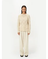 Gobi Cashmere Women's Ajour-Knit Cashmere Crew-Neck Sweater