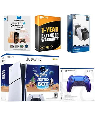 Sony PlayStation 5 Slim Disc Astro Bot Bundle with Extra Volcanic Red Controller, Dual Charge Dock