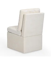 Modern Upholstered Chenille Armless Dining Chairs With Casters