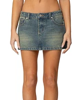 Edikted Women's Tristan Washed Denim Mini Skirt