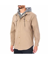Smith's Workwear Men's Sherpa-Lined Hooded Stretch-Canvas Snap Shirt-Jacket