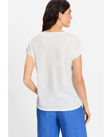 Olsen Women's Eyelet Embroidered T-Shirt