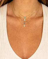 By Adina Eden Mini Pave Colored Gemstone Heart Pendant Necklace