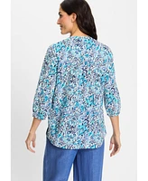 Olsen Women's Ikat Print Tunic Shirt